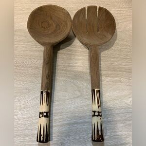 Vintage Kenyan Salad Serving Set